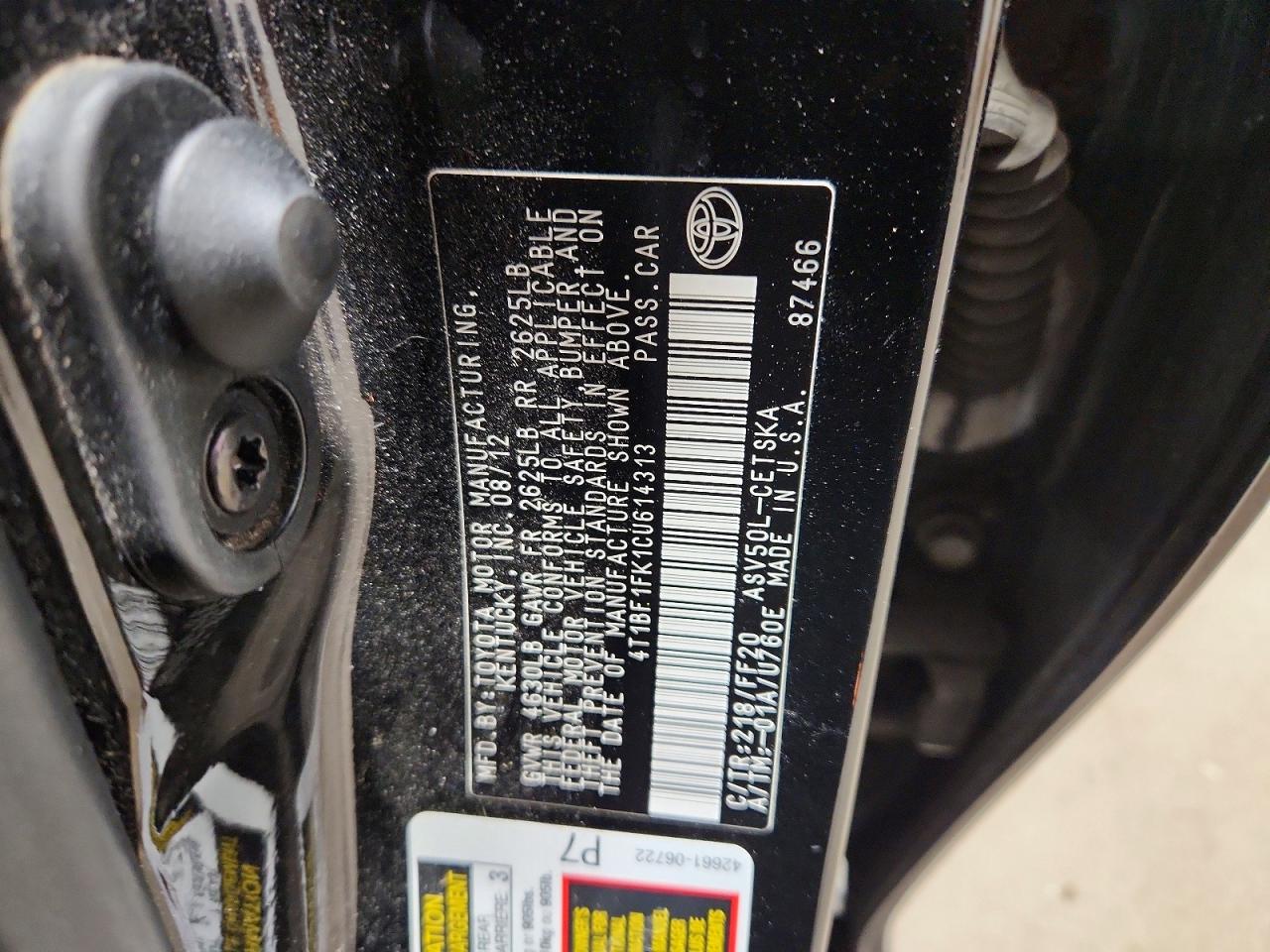 2012 TOYOTA CAMRY SE photo 34