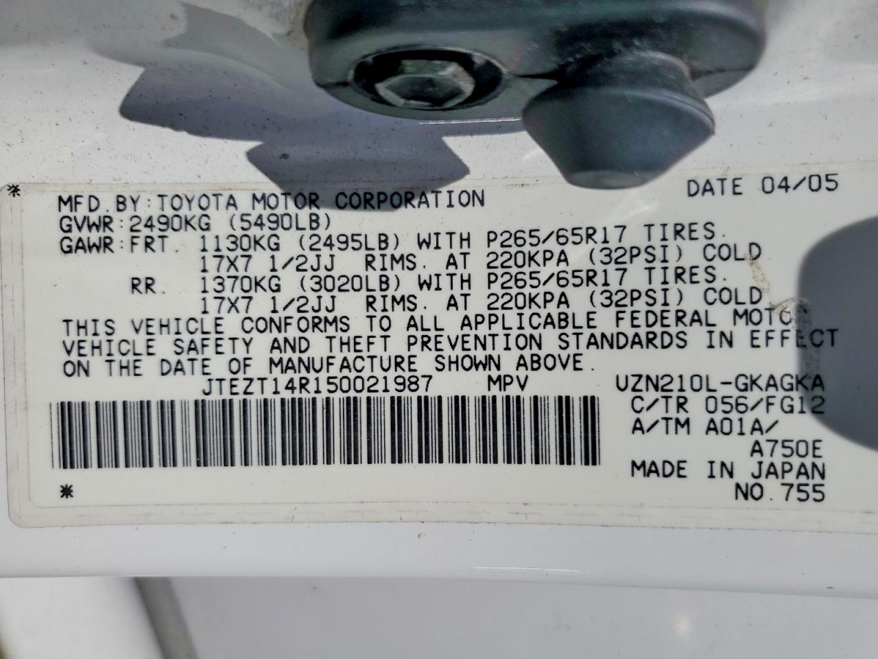 2005 TOYOTA 4RUNNER SR5 photo 37