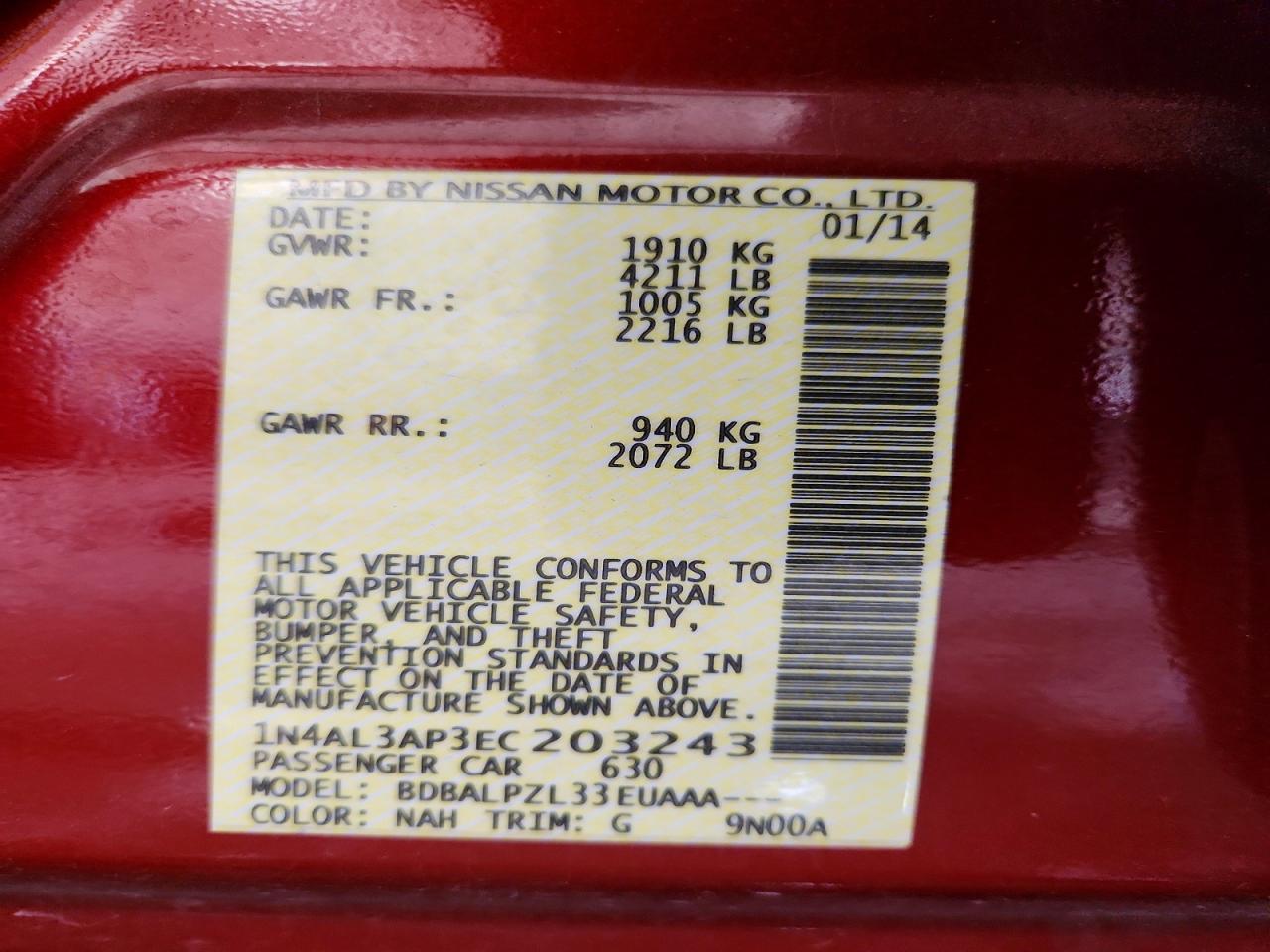 2014 NISSAN ALTIMA 2.5 photo 12