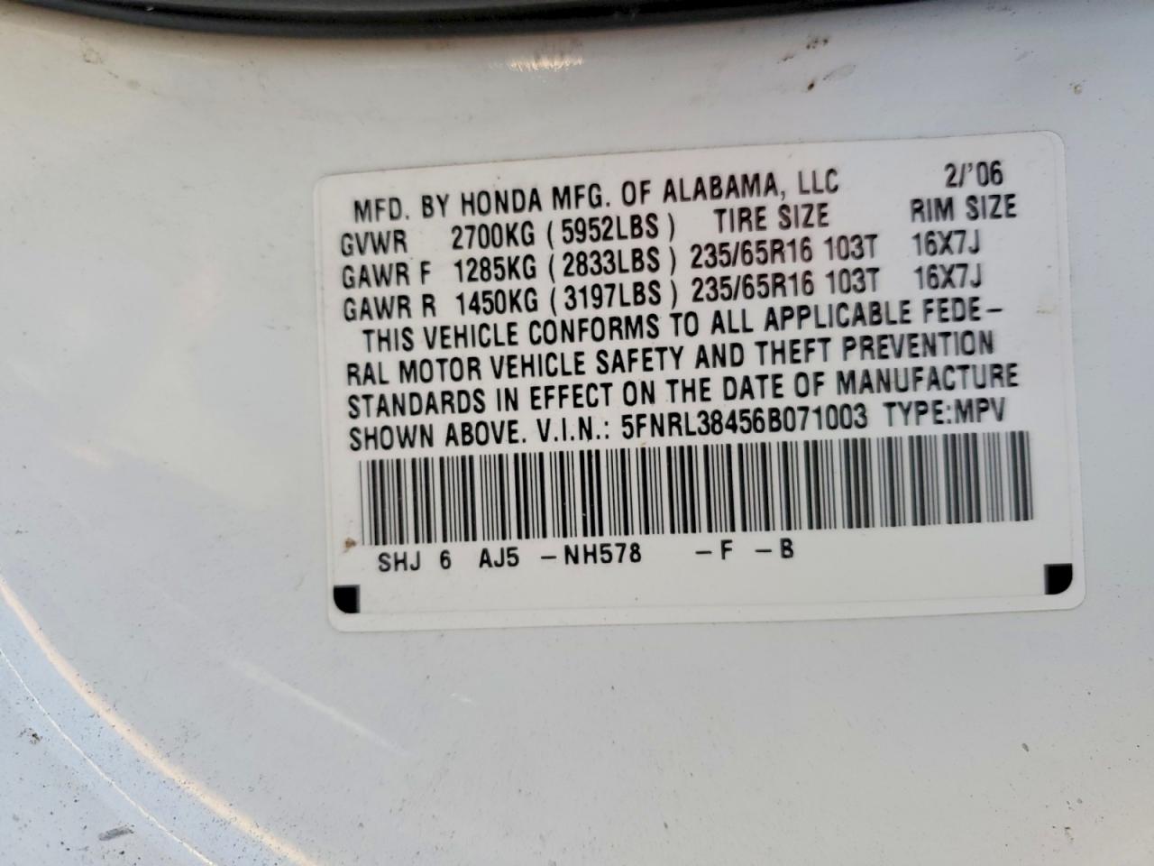 2006 HONDA ODYSSEY EX photo 25