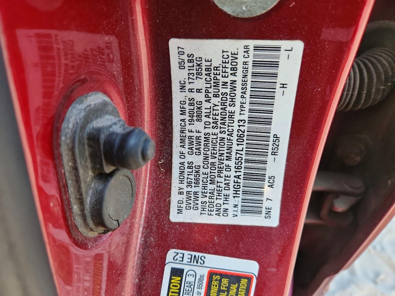 2007 HONDA CIVIC LX photo 12
