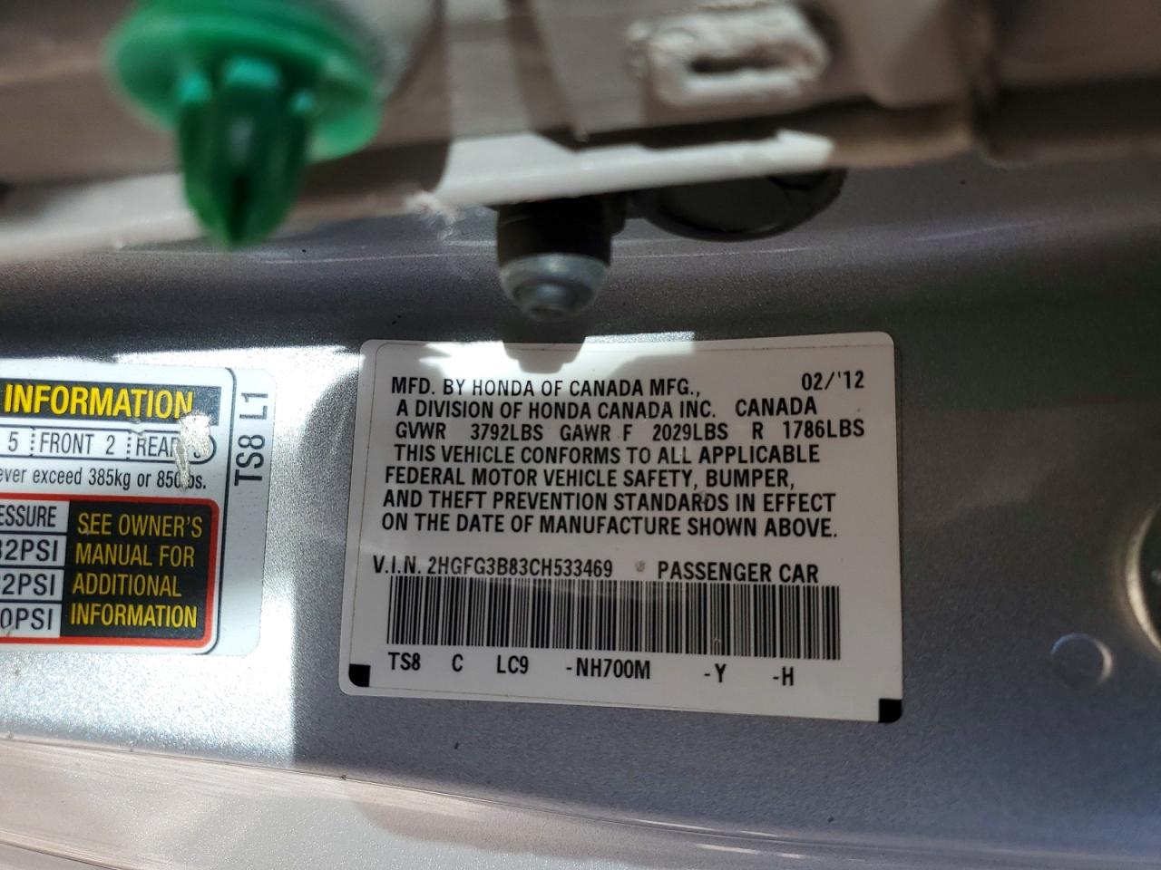 2012 HONDA CIVIC EX photo 25