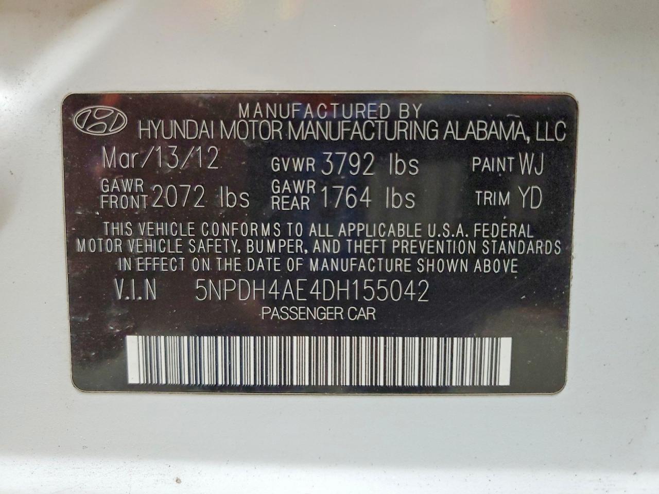 2013 HYUNDAI ELANTRA GLS photo 13