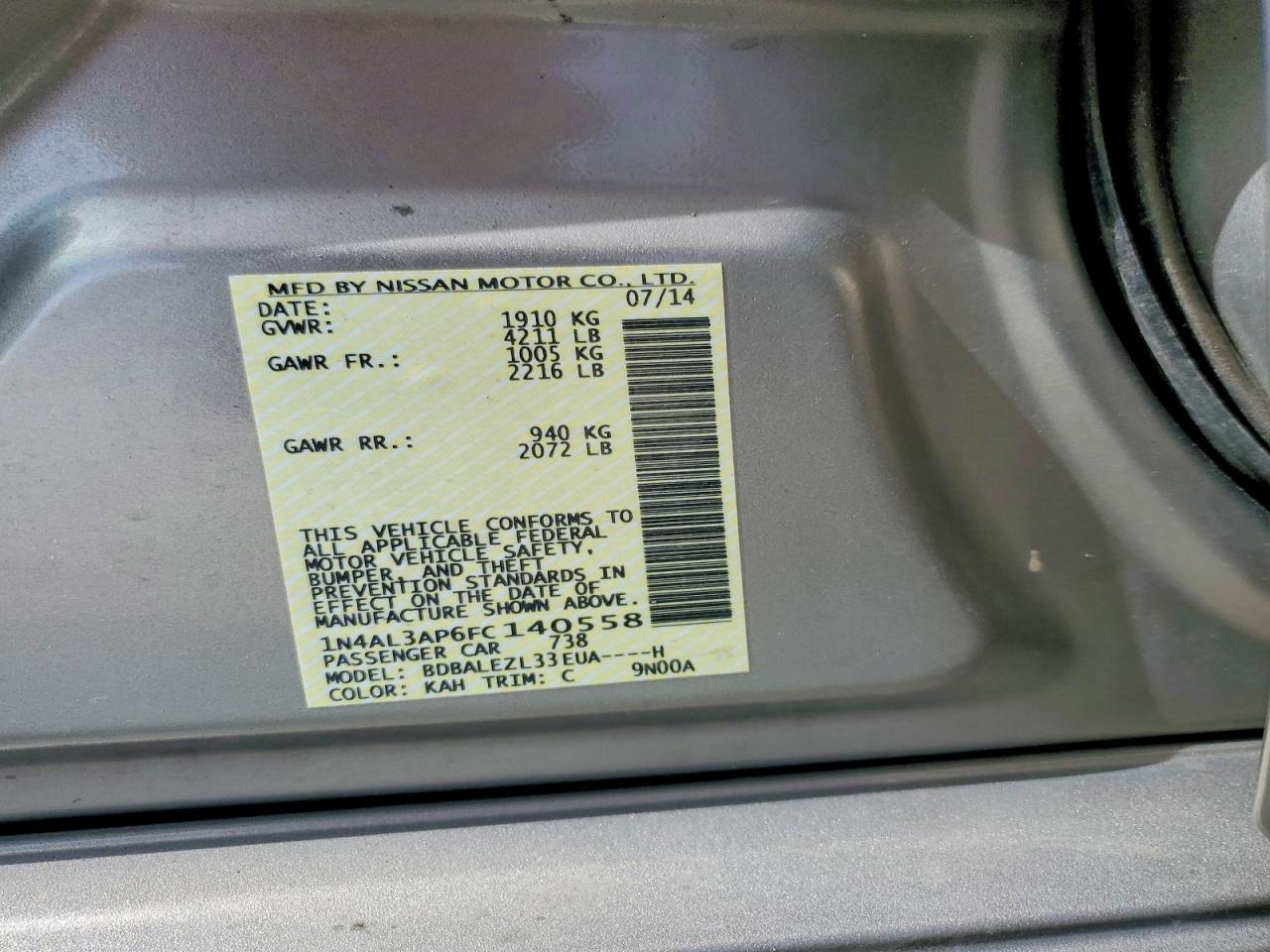 2015 NISSAN ALTIMA 2.5 S photo 25