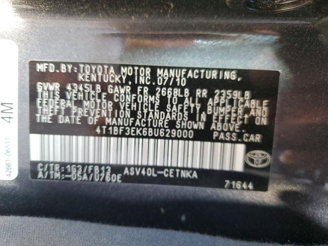 2011 TOYOTA CAMRY LE photo 23