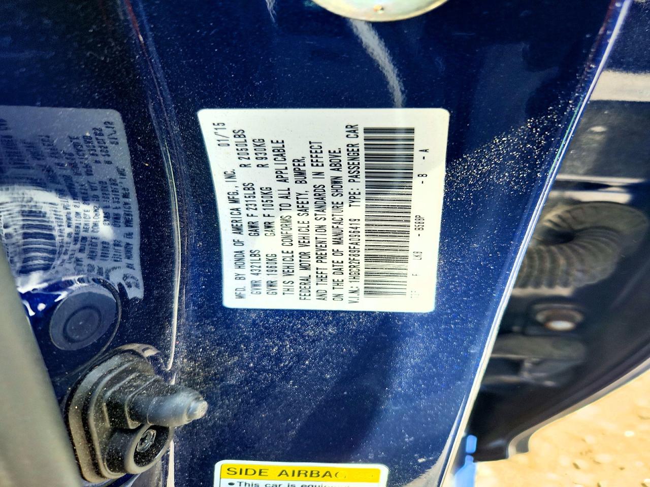 2015 HONDA ACCORD EXL photo 12