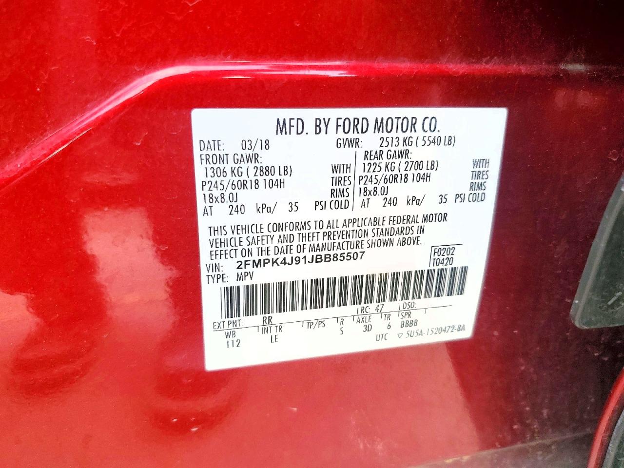 2018 FORD EDGE SEL photo 25