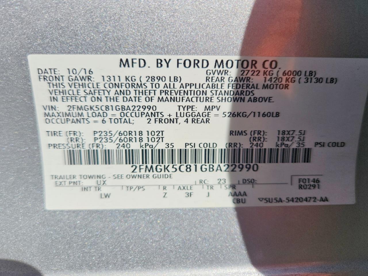 2016 FORD FLEX SEL photo 25