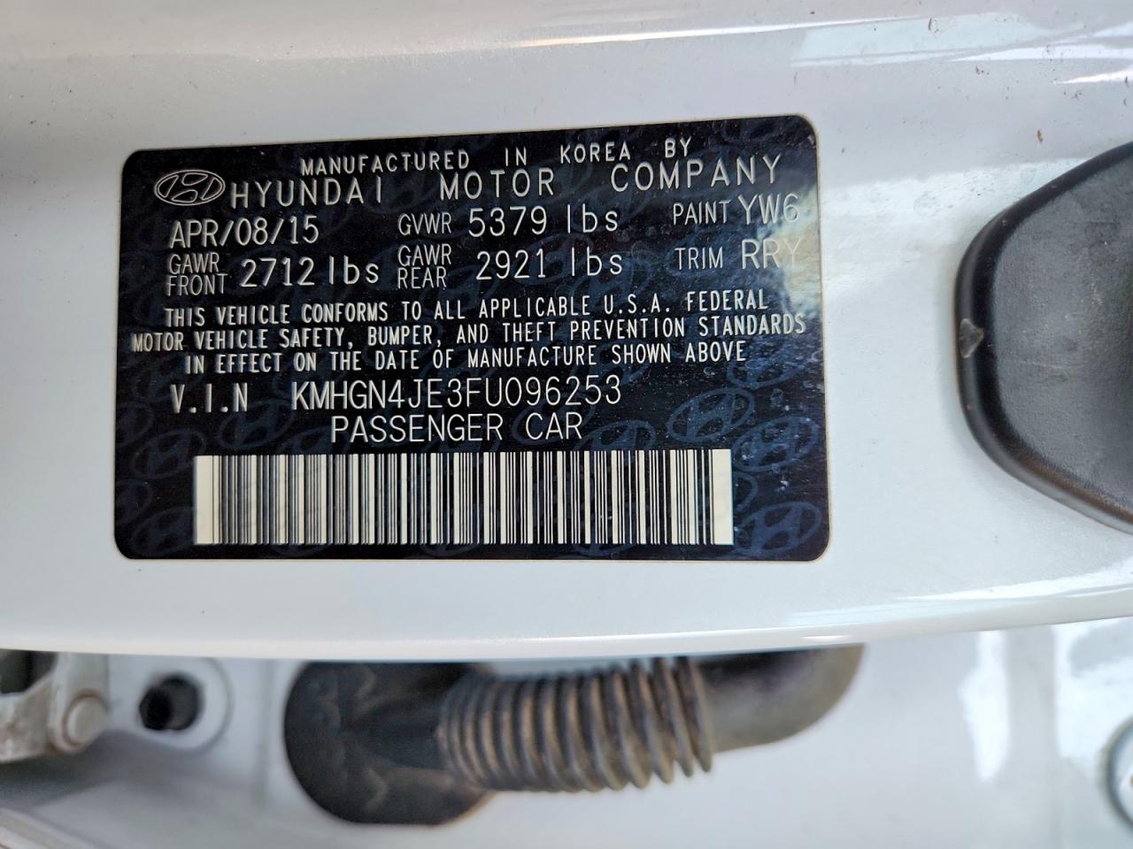 2015 HYUNDAI GENESIS 3.8L photo 12