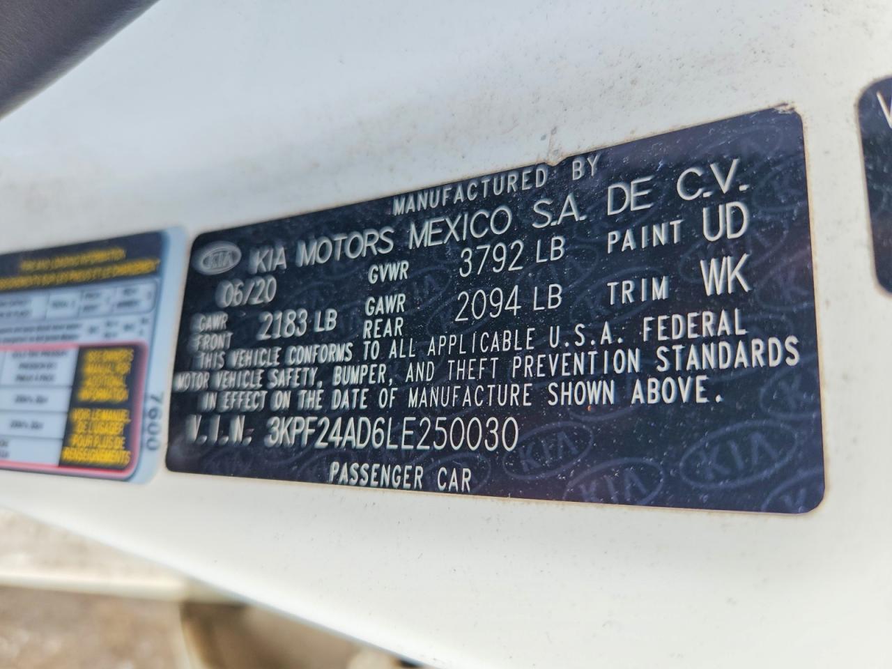 2020 KIA FORTE FE photo 12