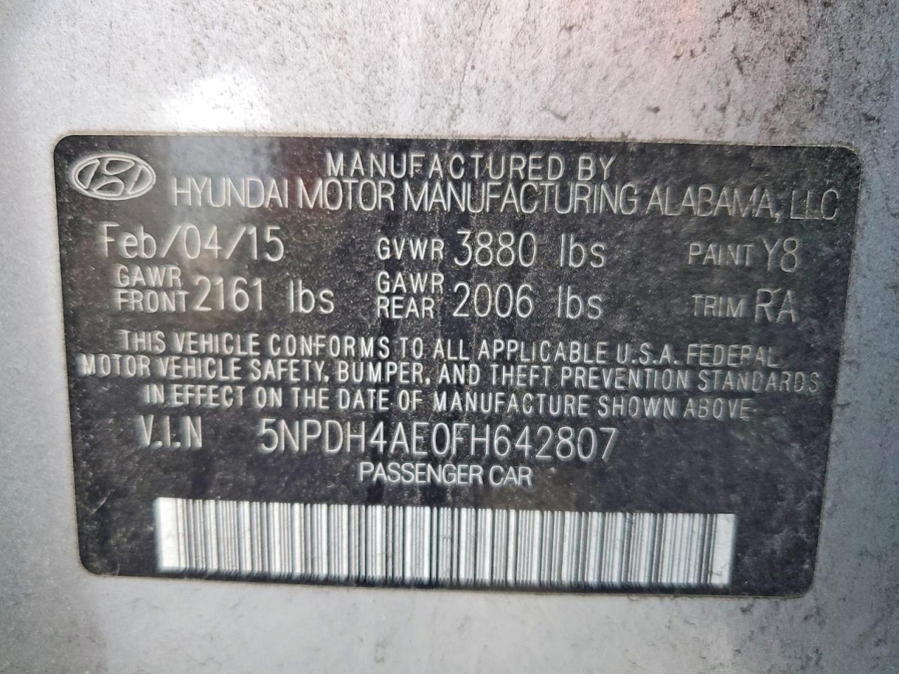 2015 HYUNDAI ELANTRA SE photo 34