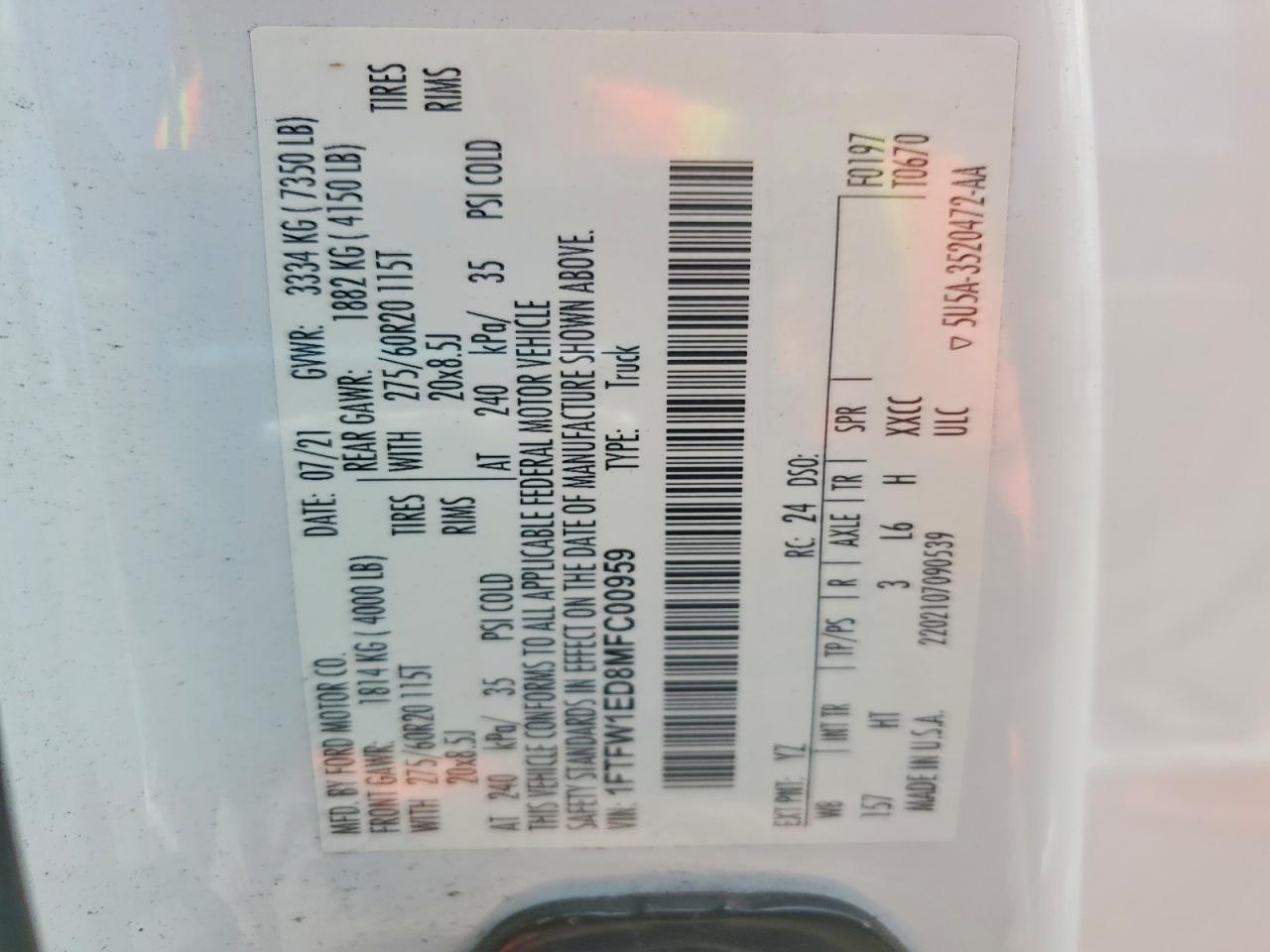 2021 FORD F150 SUPERCREW photo 23
