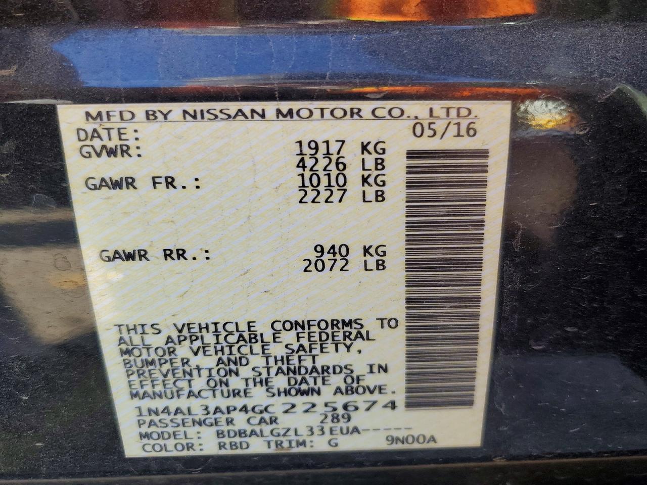 2016 NISSAN ALTIMA 2.5 S photo 23