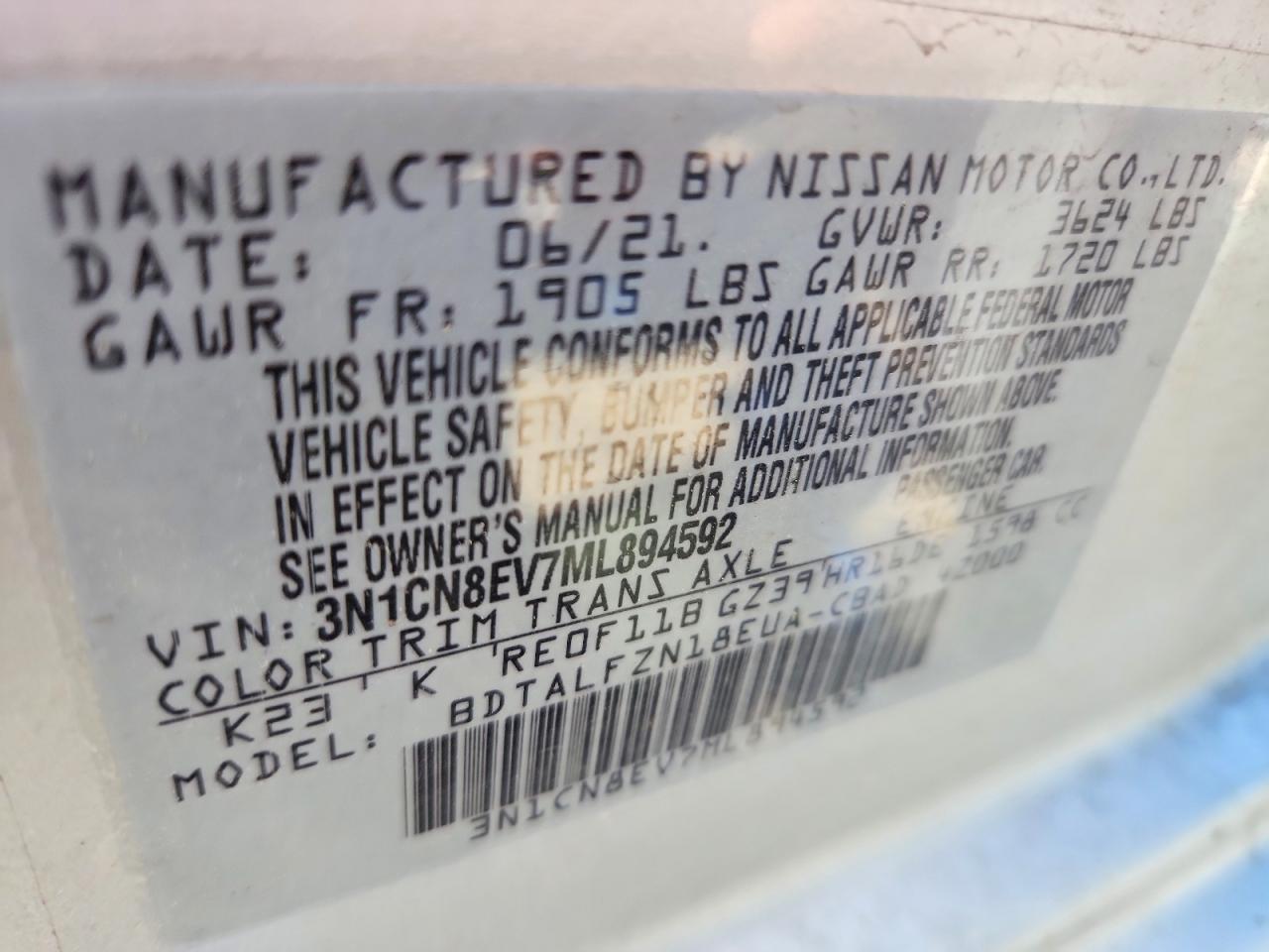 2021 NISSAN VERSA SV photo 25
