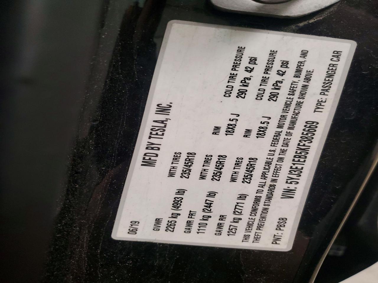 2019 TESLA MODEL 3 photo 23