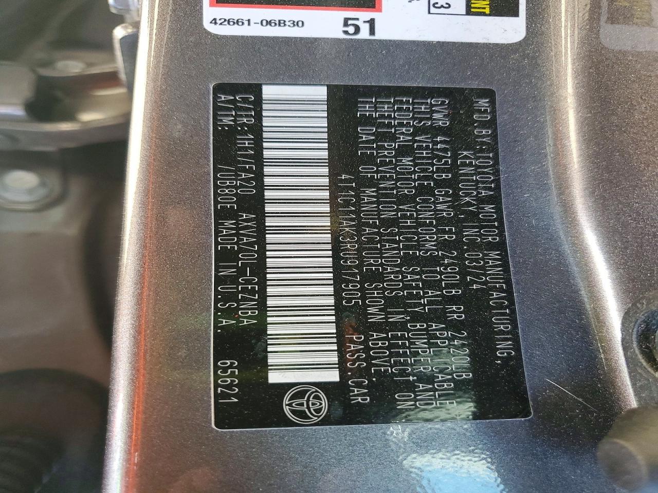 2024 TOYOTA CAMRY LE photo 12