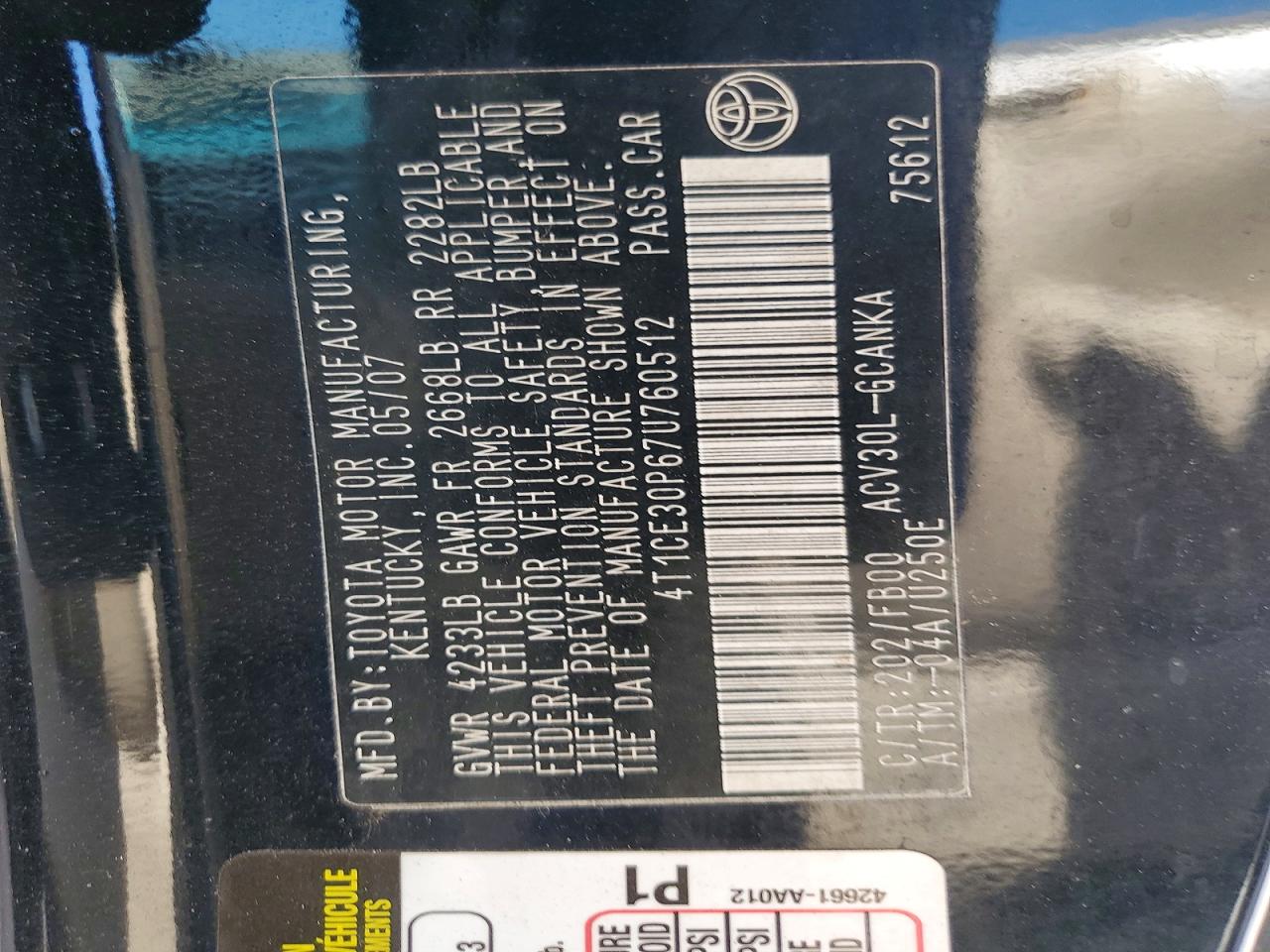 2007 TOYOTA CAMRY SOLARA SE photo 23