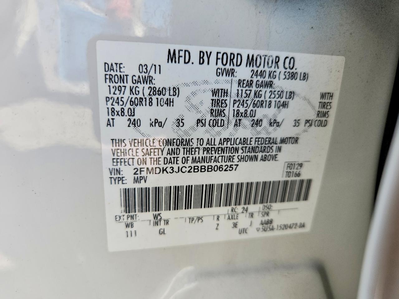 2011 FORD EDGE SEL photo 27