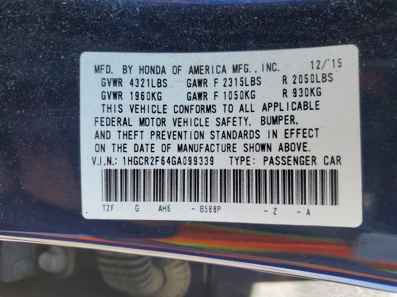 2016 HONDA ACCORD SPORT photo 34