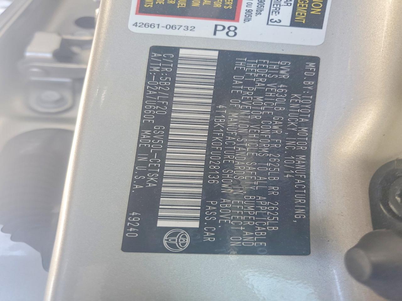 2015 TOYOTA CAMRY XSE V6 photo 12