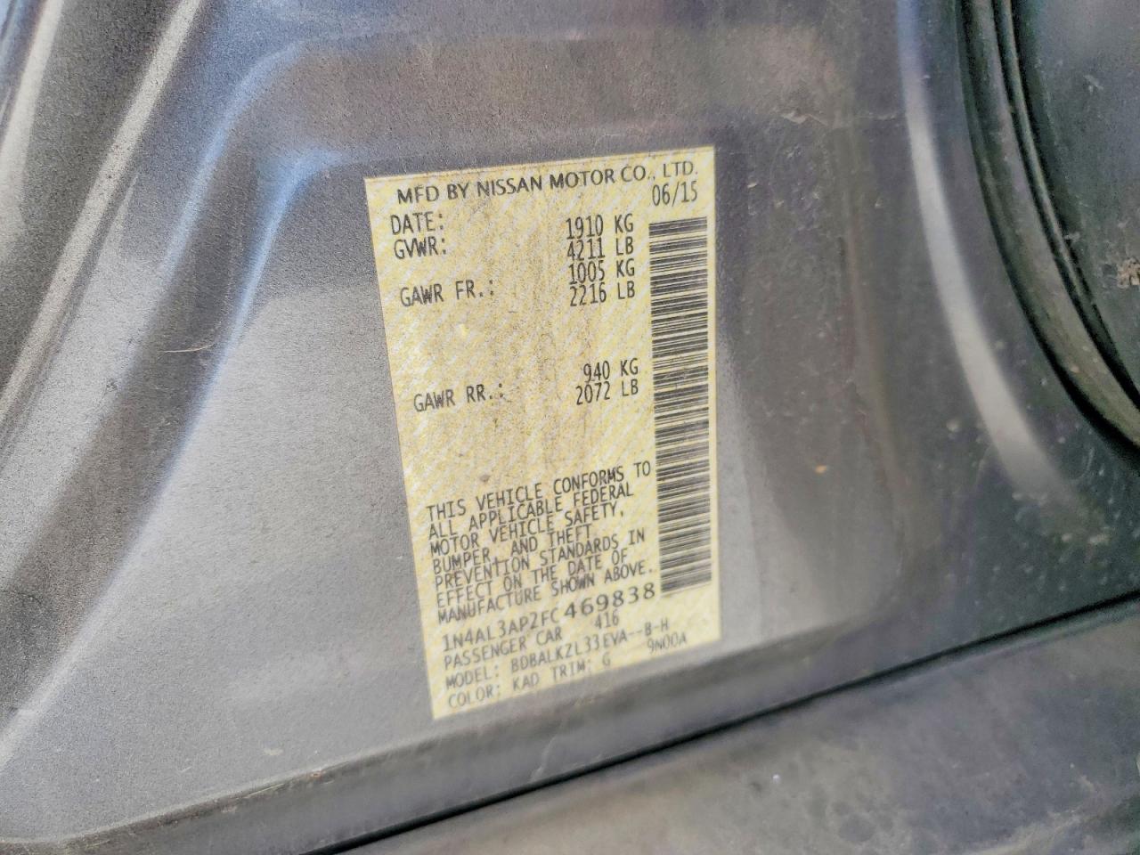 2015 NISSAN ALTIMA 2.5 SV photo 34