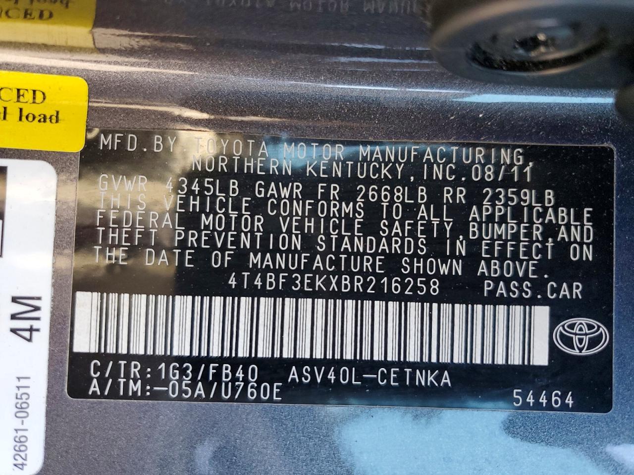 2011 TOYOTA CAMRY LE photo 23