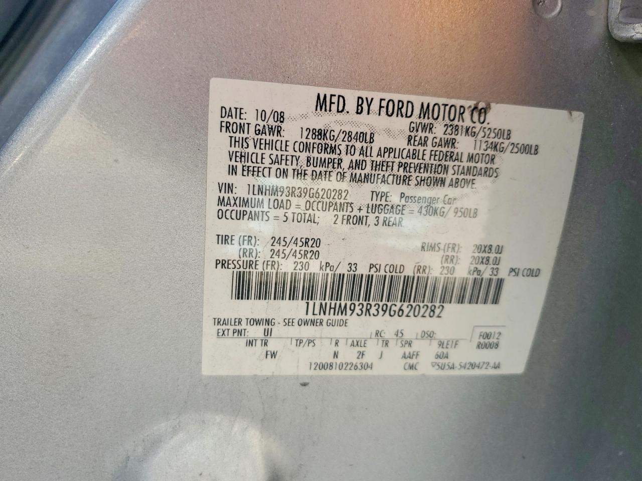 2009 LINCOLN MKS photo 25