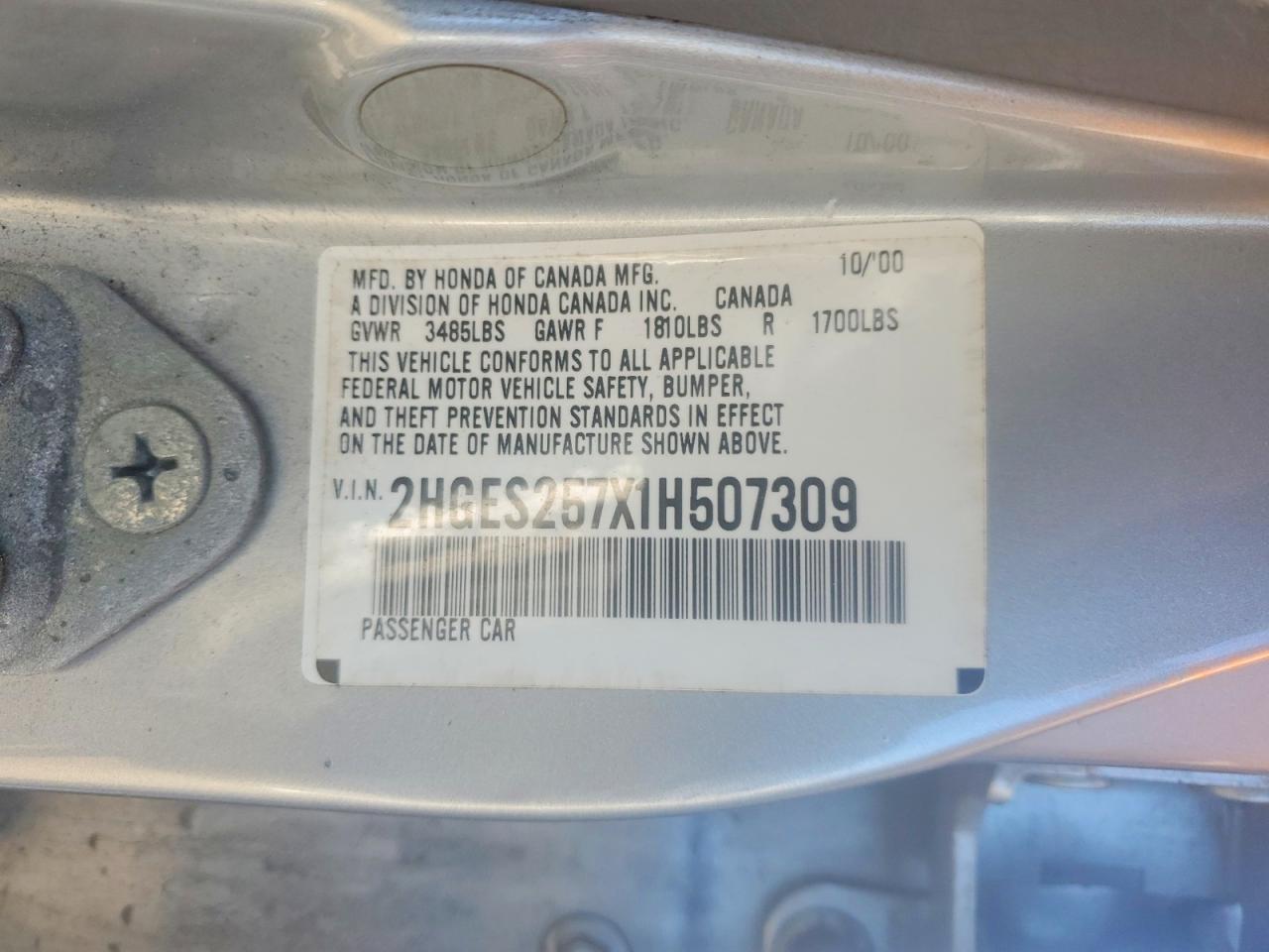 2001 HONDA CIVIC EX photo 12