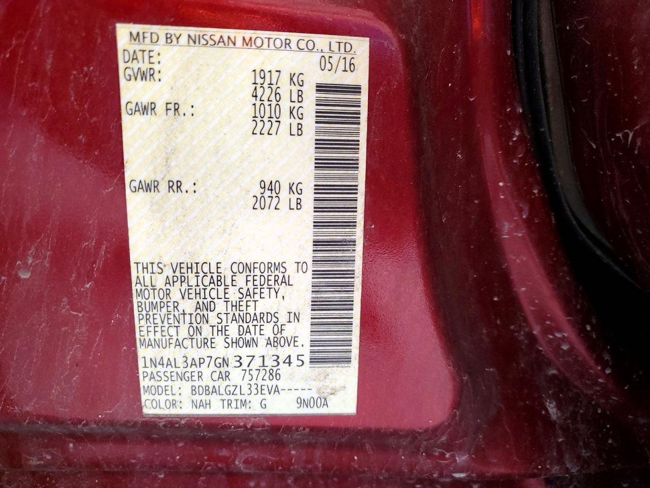 2016 NISSAN ALTIMA 2.5 S photo 23