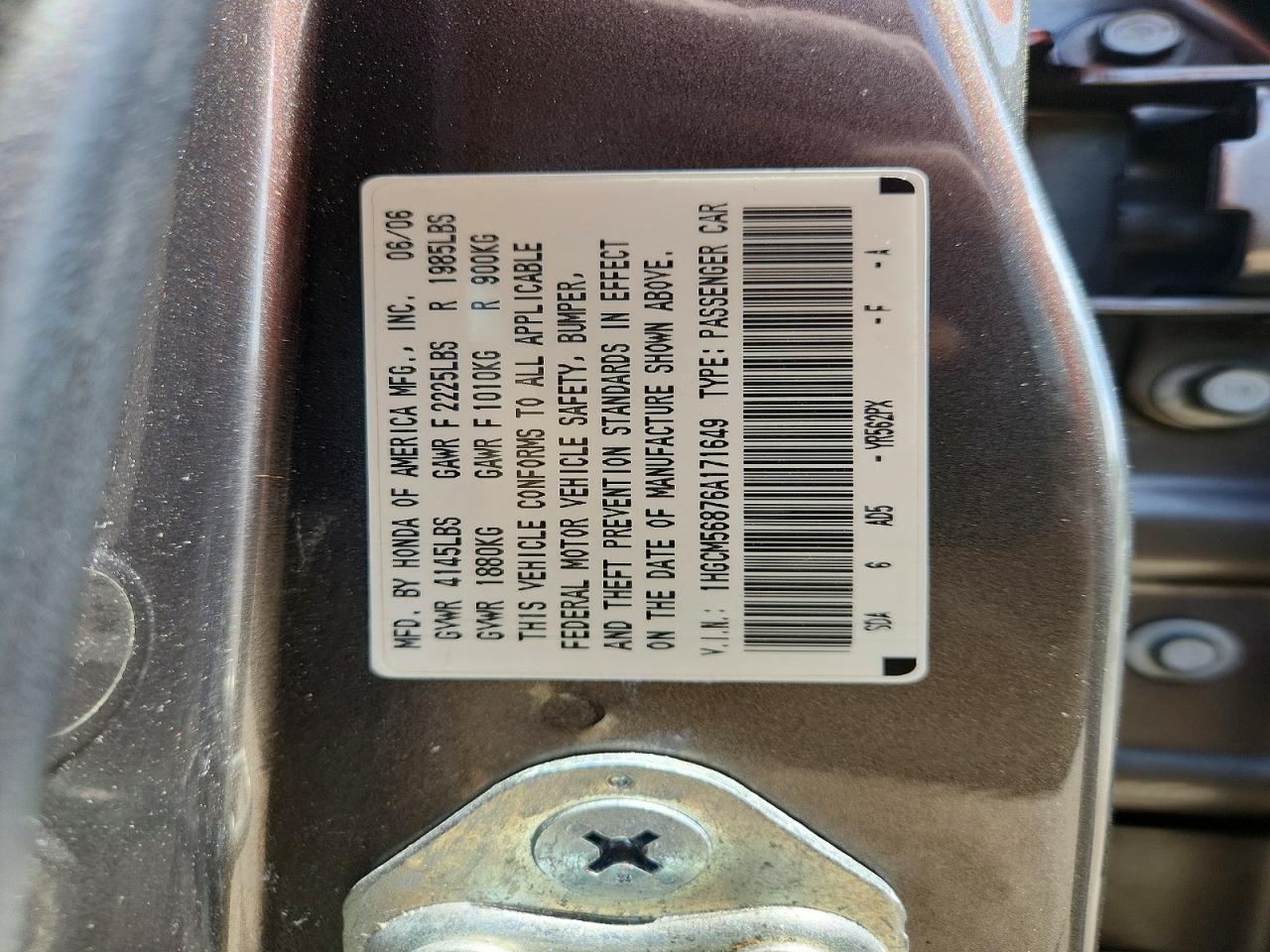 2006 HONDA ACCORD EX photo 23