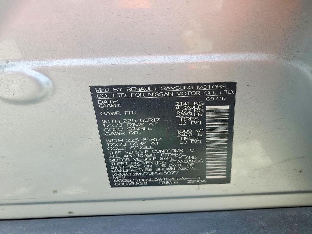 2018 NISSAN ROGUE SV photo 13