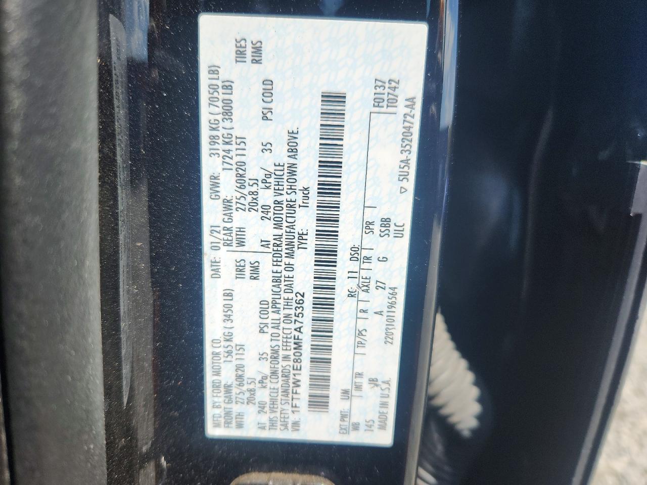 2021 FORD F150 SUPERCREW photo 34