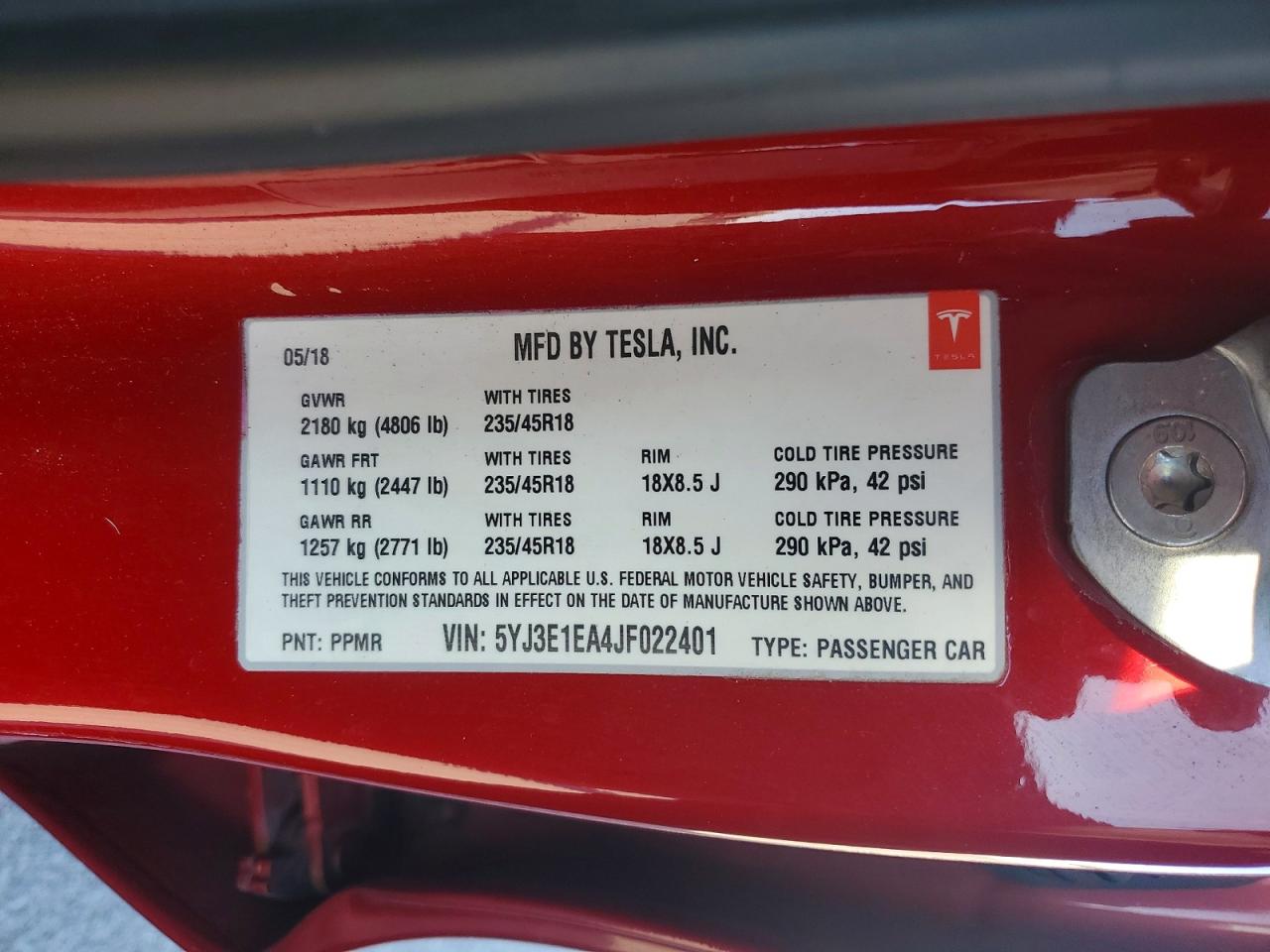 2018 TESLA MODEL 3 photo 34