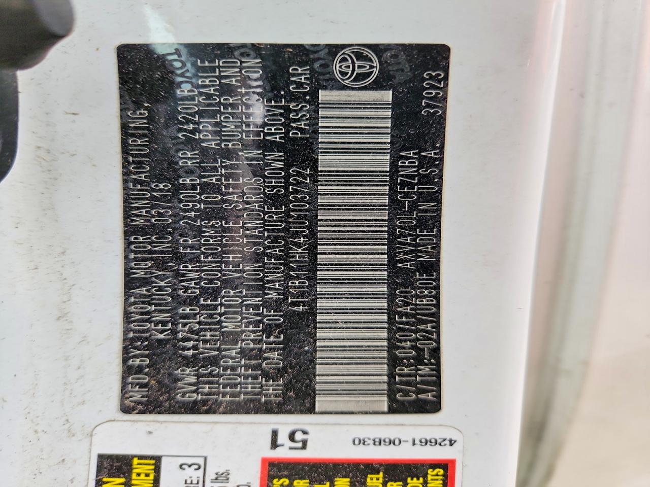 2018 TOYOTA CAMRY LE photo 25