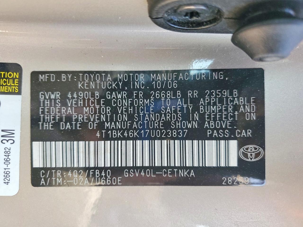 2007 TOYOTA CAMRY LE V6 photo 23