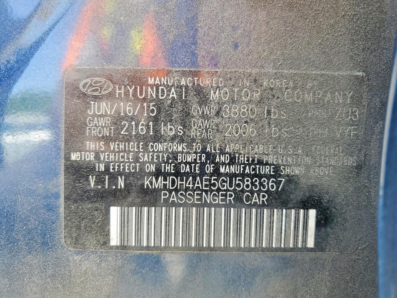 2016 HYUNDAI ELANTRA SE photo 23