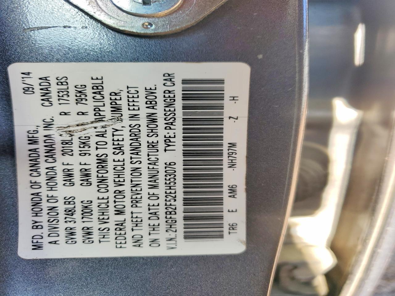 2014 HONDA CIVIC LX photo 23