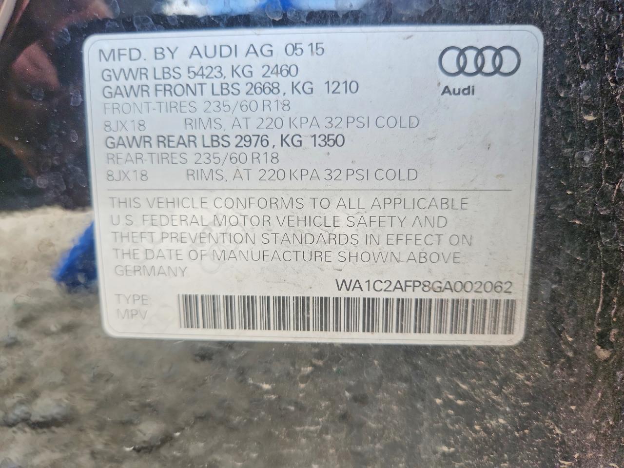 2016 AUDI Q5 PREMIUM photo 37