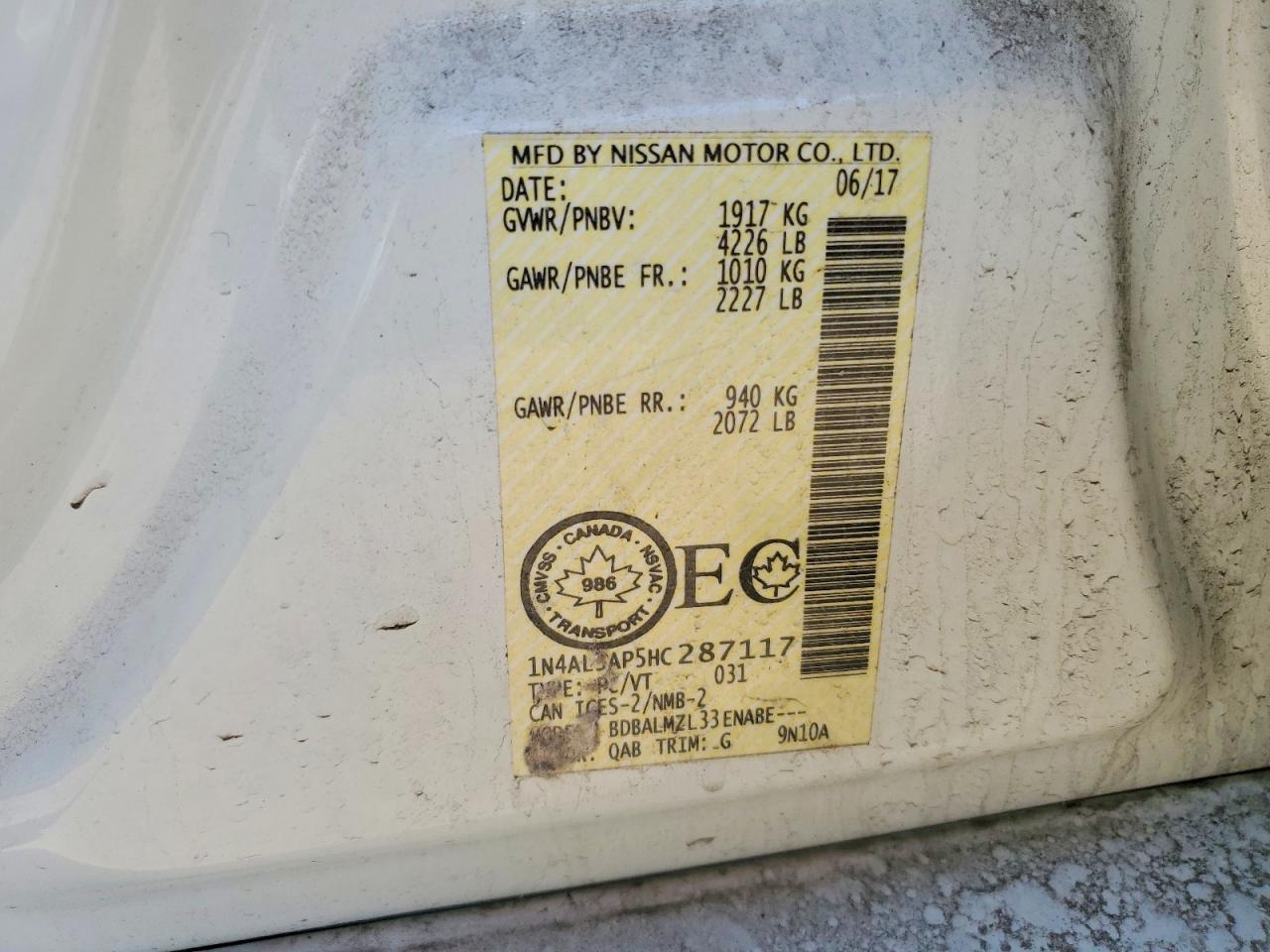 2017 NISSAN ALTIMA 2.5 photo 34