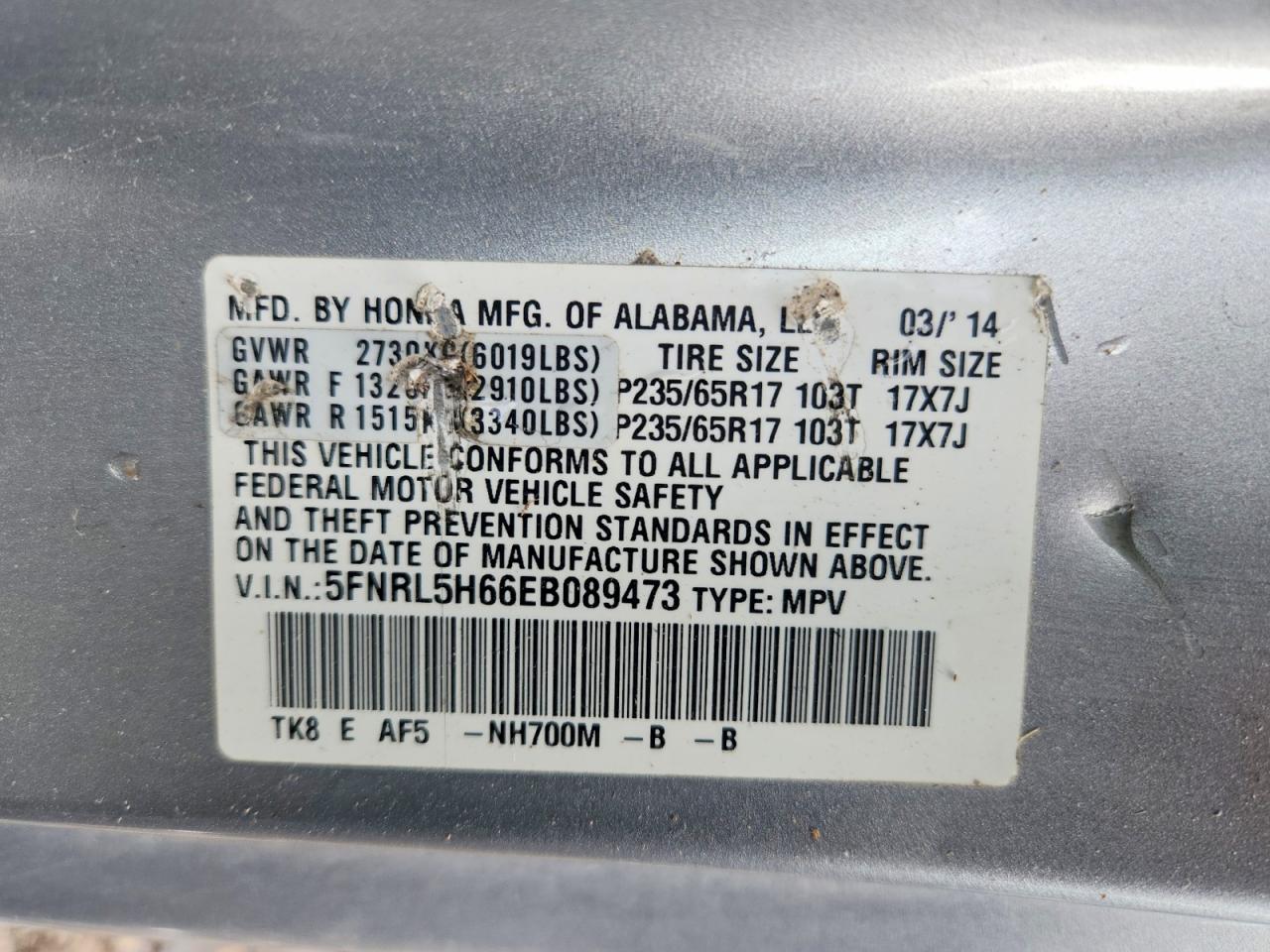 2014 HONDA ODYSSEY EXL photo 25