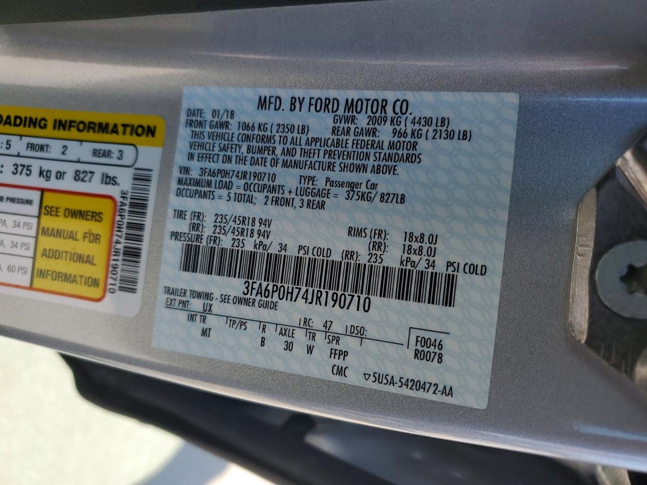 2018 FORD FUSION SE photo 23