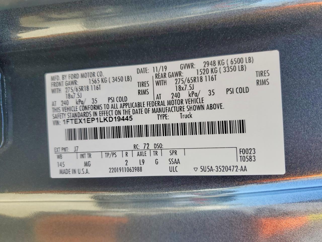 2020 FORD F150 SUPER CAB photo 34