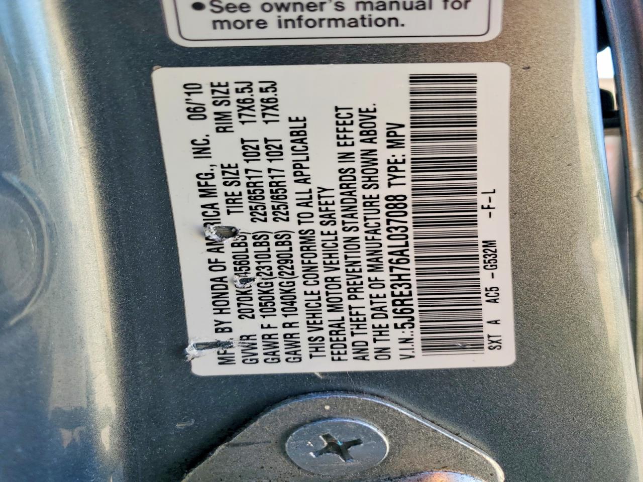 2010 HONDA CR-V EXL photo 12