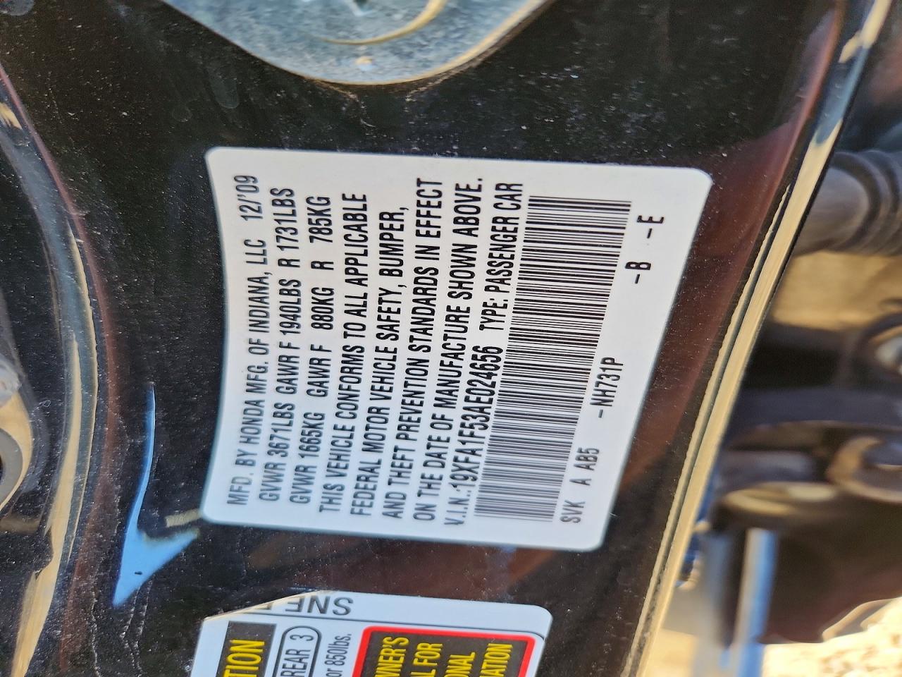 2010 HONDA CIVIC LX photo 12