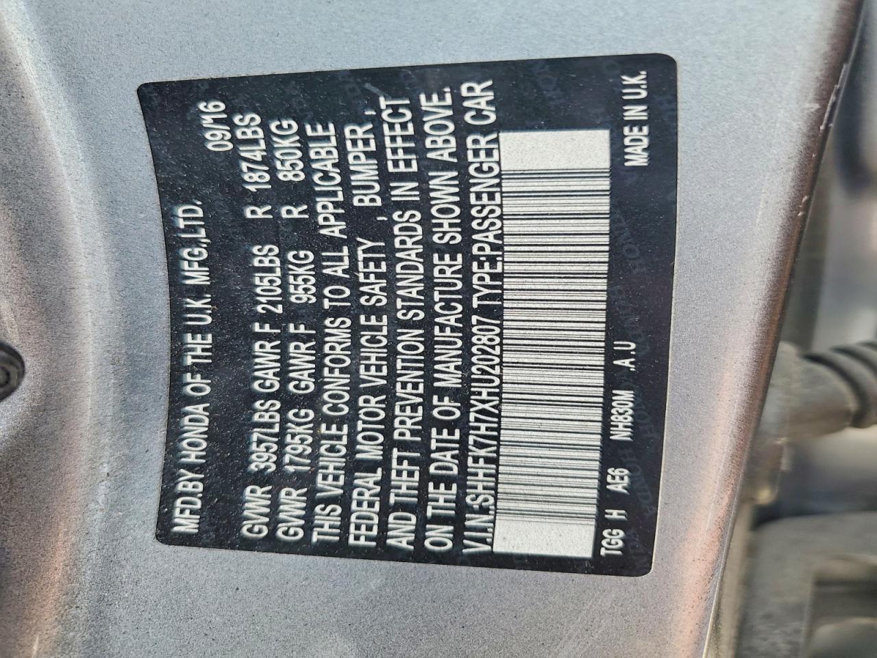 2017 HONDA CIVIC EXL photo 12