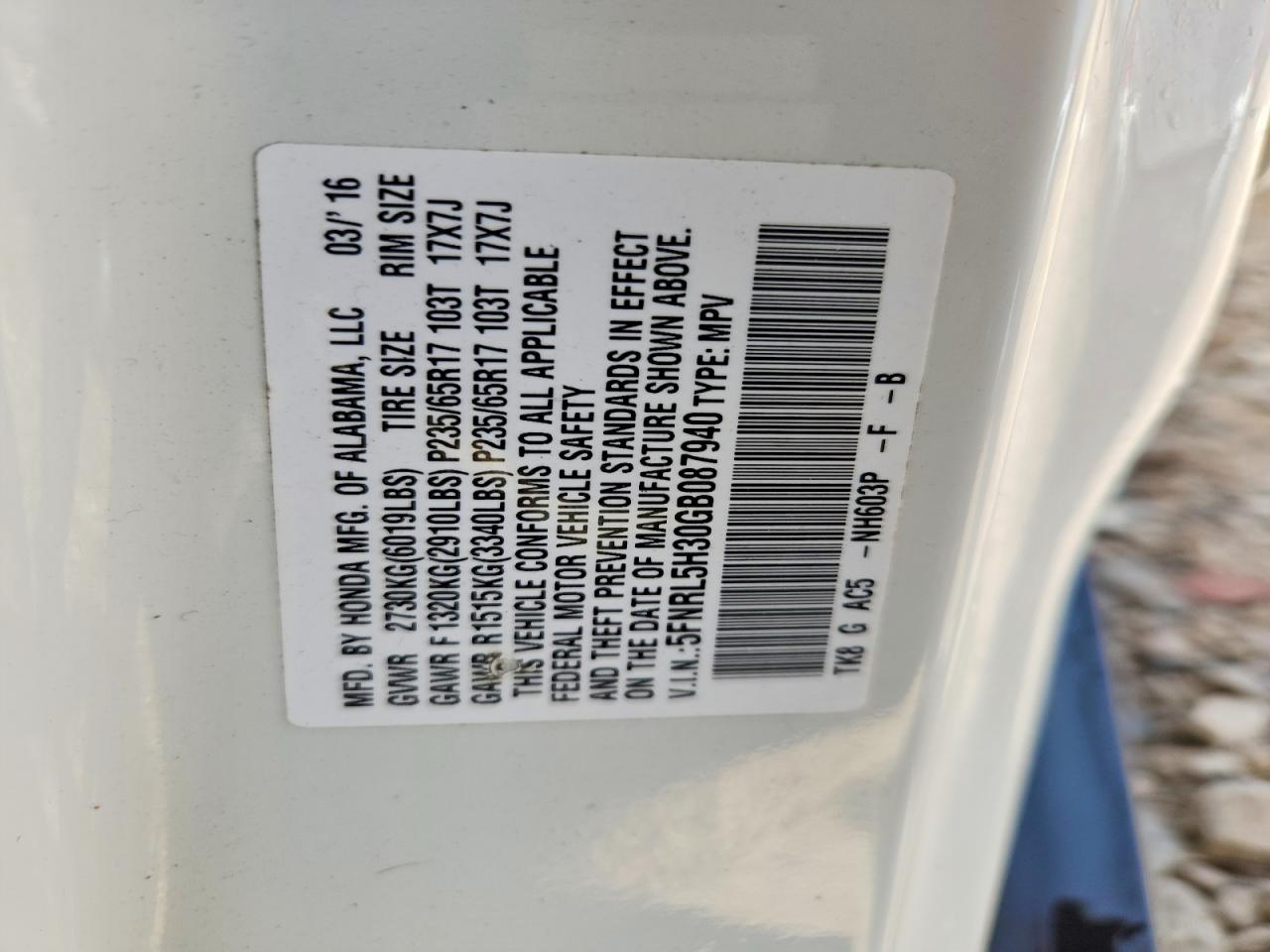 2016 HONDA ODYSSEY SE photo 27