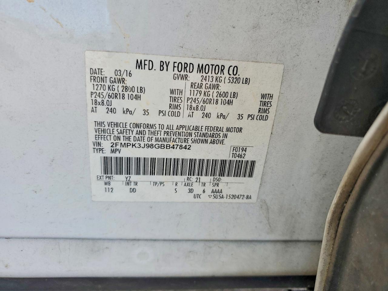 2016 FORD EDGE SEL photo 13