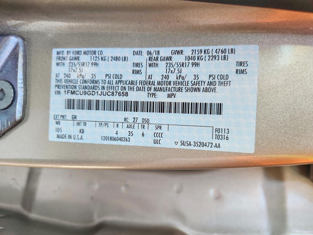 2018 FORD ESCAPE SE photo 13