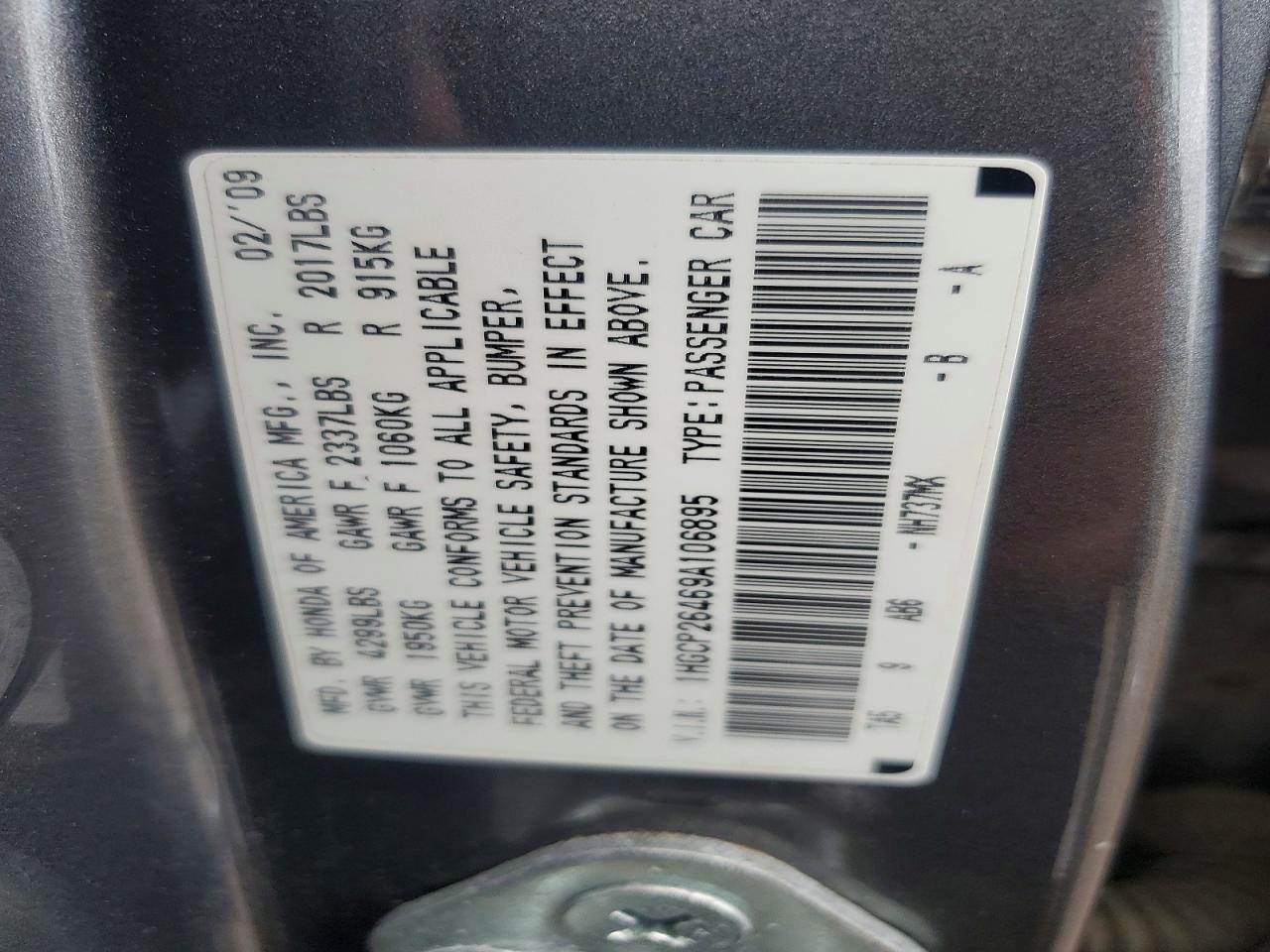 2009 HONDA ACCORD LXP photo 23