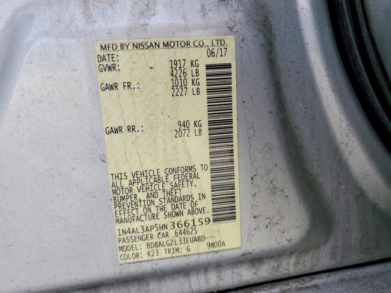 2017 NISSAN ALTIMA 2.5 S photo 23